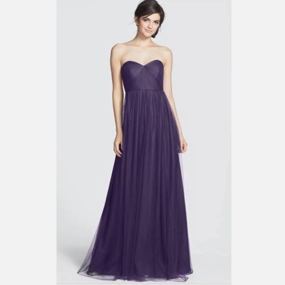 Jenny Yoo Annabelle Chiffon Bridesmaid Convertible Dress Dark Purple Small 4 6 8 - Picture 1 of 7